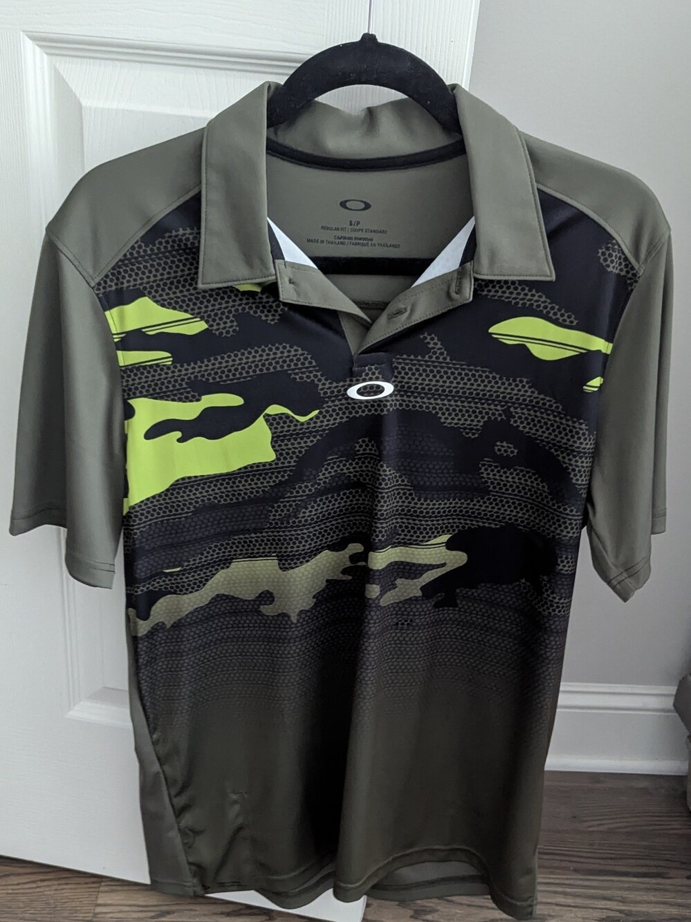 Oakley Deep Rough Camo Golf Polo Shirt S Green Gorpcore Performance